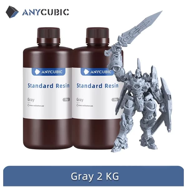 ANYCUBIC UV-harts, hög precision, snabb härdning, hållbar kvalitet,2kg Grå