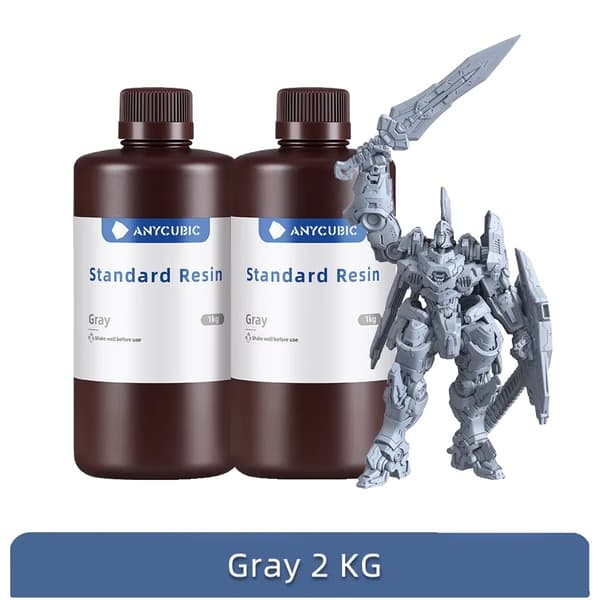 ANYCUBIC UV-harts, hög precision, snabb härdning, hållbar kvalitet,2kg Grå