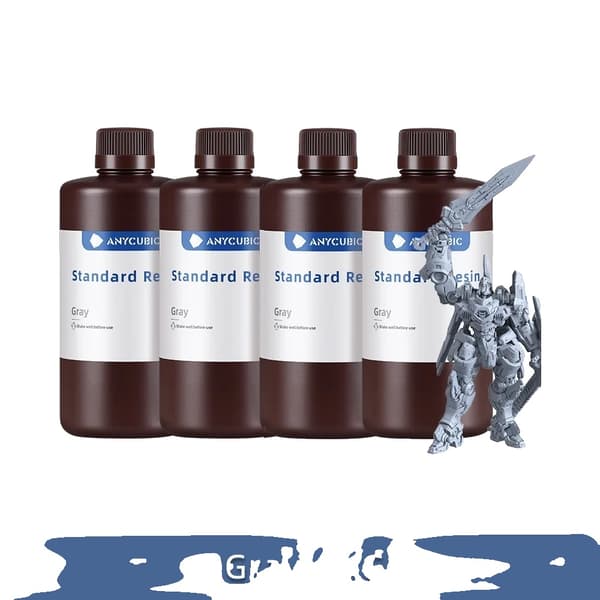 ANYCUBIC 4KG UV-harts, härdningsvåglängd 405 nm, hög viskositet 552 mpa.s,4kg Grå