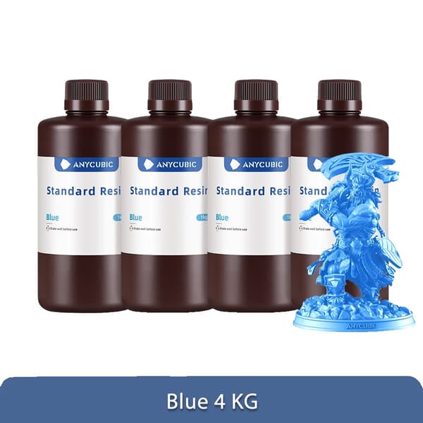 ANYCUBIC 4KG UV-harts, härdningsvåglängd 405 nm, hög viskositet 552 mpa.s,4kg Blå