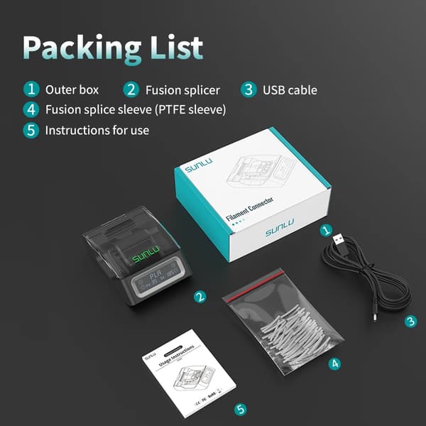 SUNLU 3D Filament Fusion Splicer, Snabb uppvärmning, Kompatibel med flera filament,SL- FC01