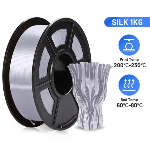 3D-skrivare Filament, Hög Tålighet, 1KG PLA +, Silver SILK