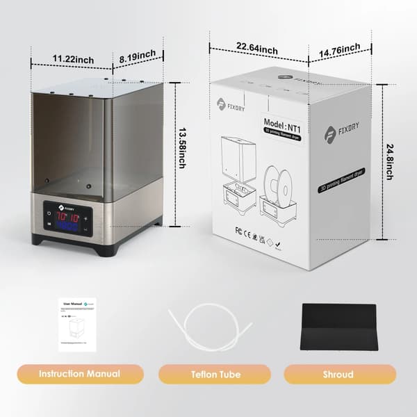3D-skrivare Filament Förvaringsbox, Håll Filament Torrt, Kompatibel med Flera Filamentstorlekar,EU-kontakt