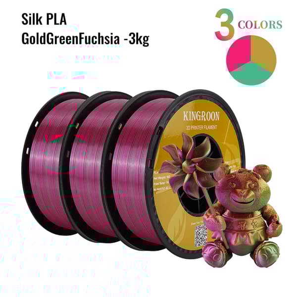 3D-skrivartråd, Tricolor Silk-material, Spole utan bubblor, Koppar-Grön-Röd