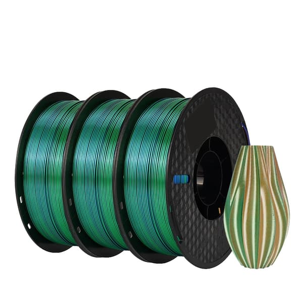 3D Printer Filament, Tricolor Silk Materiale, Ingen Boble Spole, Blå-Grøn-Orange