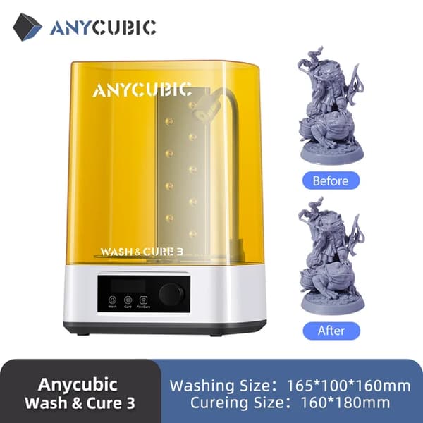 Anycubic Wash & Cure 3, UV-rotationshärdning, rengöring av resin, Tvätta och Härd 3