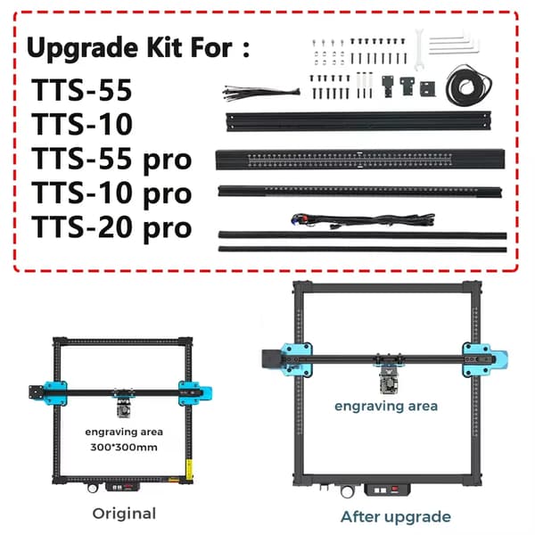 Lasergravering Udvidelsessæt, 600x600mm Områdeforøgelse, Direkte Installationskompatibilitet,600X600mm, for tts og tts pro