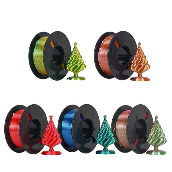 3D-tulostimen filamentti, Tricolor Silk PLA, ei kuplia kiekossa, 5PC MIXb kaksisävyinen
