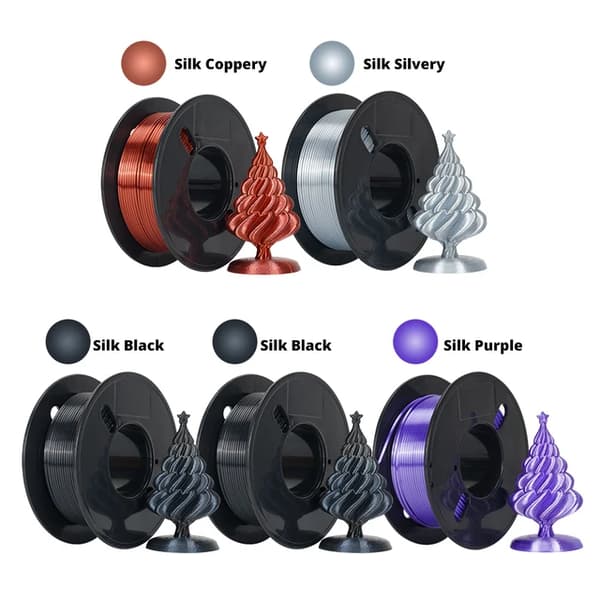 3D-skrivartråd, Tricolor Silk PLA, Spole utan bubblor, 5PC MIX Enfärgad