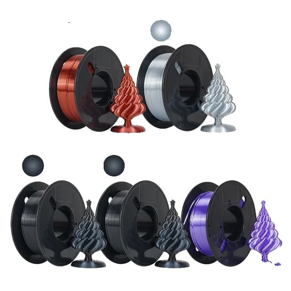 3D-skrivartråd, Tricolor Silk PLA, Spole utan bubblor, 5PC MIX Enfärgad