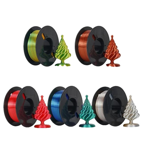 3D-skrivartråd, Tricolor Silk PLA, Spole utan bubblor, 5PC MIXa Tvåfärgad