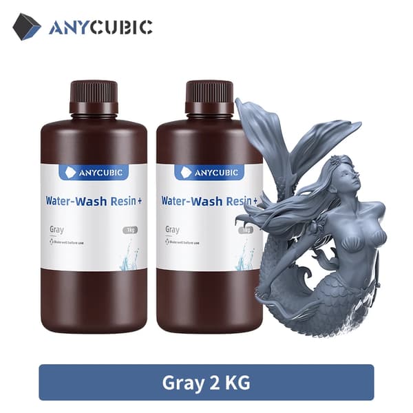 LCD 3D Printer Resin, Vandopløselig, 405nm Kompatibilitet, Grå 2kg