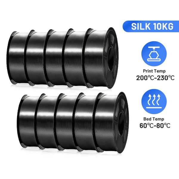 3D Filament, Silke Tekstur, Høj Styrke, SORT SILKE 10 stk