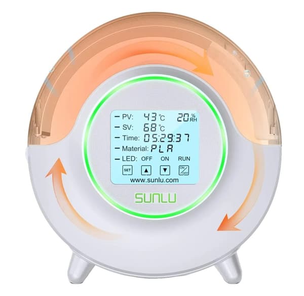 SUNLU S2 Filamenttorkningsbox, 360° Uppvärmning, LED-pekskärmsdisplay,EU-kontakt (220V), vit S2