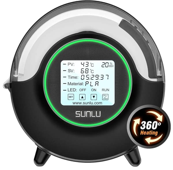 SUNLU S2 Filamenttorkningsbox, 360° Uppvärmning, LED-pekskärmsdisplay,EU-kontakt (220V), S2 svart