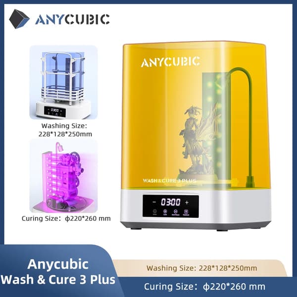 Anycubic Wash & Cure 3 Plus, Hærdningsfunktion, Vaskemaskine, Harpiks 3D Printer, Vask og Hærd 3 Plus