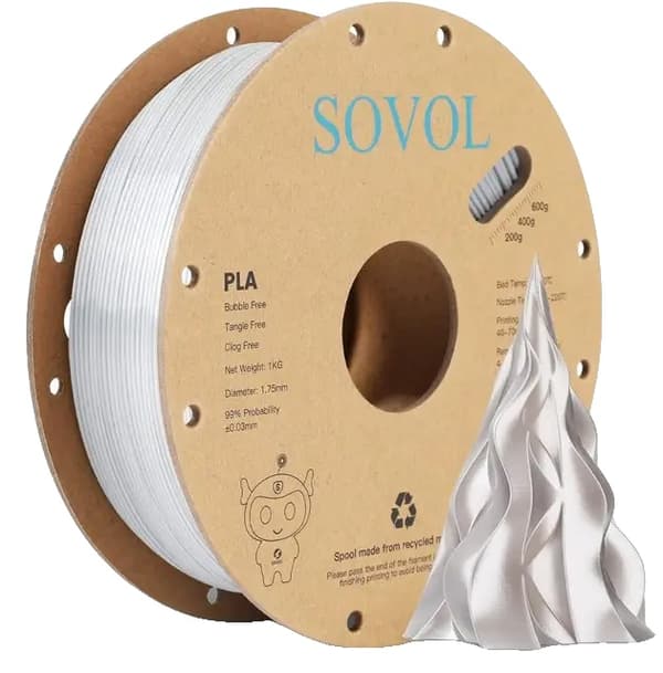 3D-utskriftsfilament, Regnbågsfärger, 1kg Spole, Silver
