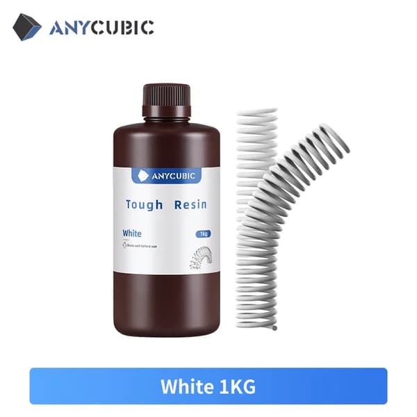 3D Printer Resin, Fleksibelt Materiale, Høj Styrke, 1kg Hvid