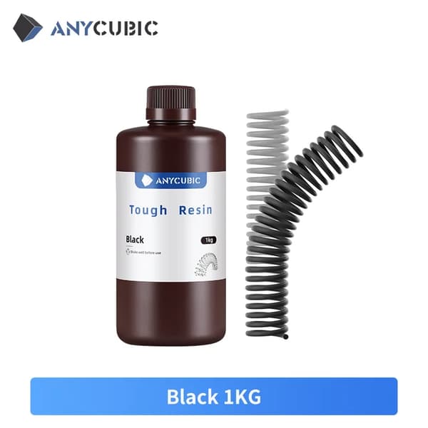 3D Printer Resin, Fleksibelt Materiale, Høj Styrke, 1kg Sort