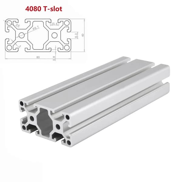 Lineær skinneudtræk, aluminiumsprofil, anodiseret, 1000mm, 4080 T-spor