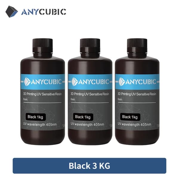 3D Printer Resin, 405nm Kompatibilitet, Vandopløselig ECO Resin, UV Sort 3 KG