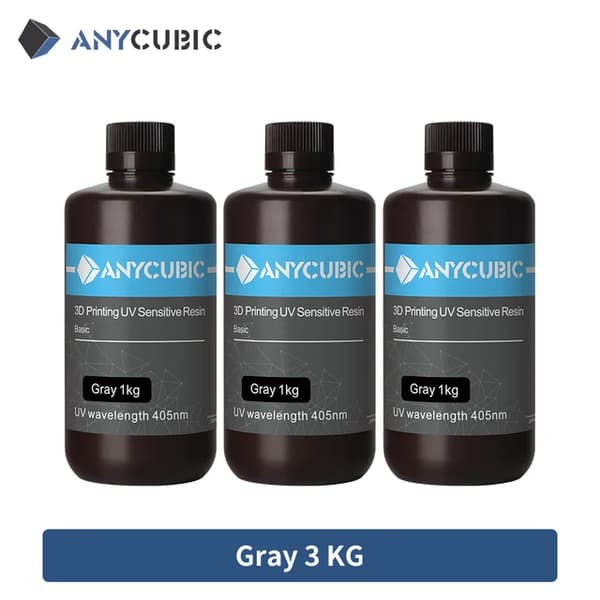 3D Printer Resin, 405nm Kompatibilitet, Vandopløselig ECO Resin, UV Grå 3 KG