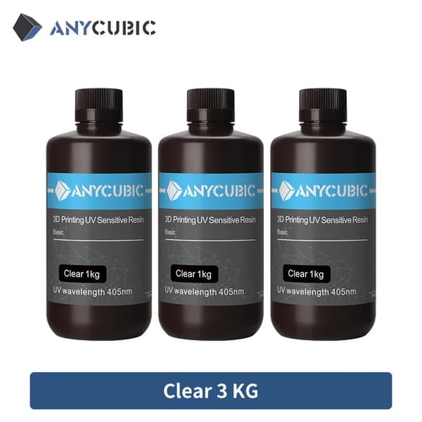 3D Printer Resin, 405nm Kompatibilitet, Vandopløselig ECO Resin, UV Clear 3 KG