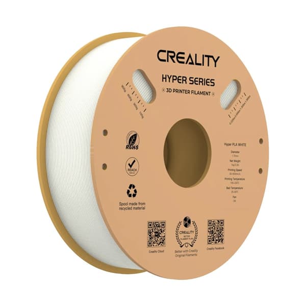 Creality Hyper PLA-filament, 1,75 mm diameter, utskriftstemperatur 190-230 °C,Vit