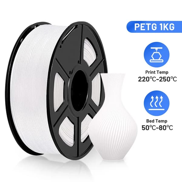 PETG Filament, Hög Slagfasthet, Inga Bubblor, VIT PETG