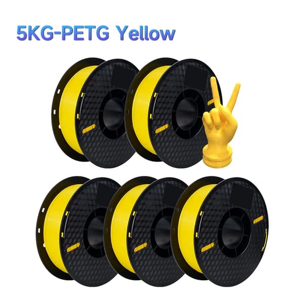 3D Printer Filament, 5KG PETG Plastik, Sort Hvid Farve, Gul