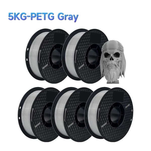 3D-skrivartråd, 5KG PETG-plast, svart vit färg, Grå