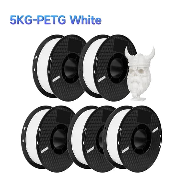 3D-skrivartråd, 5KG PETG-plast, svart vit färg, Vit