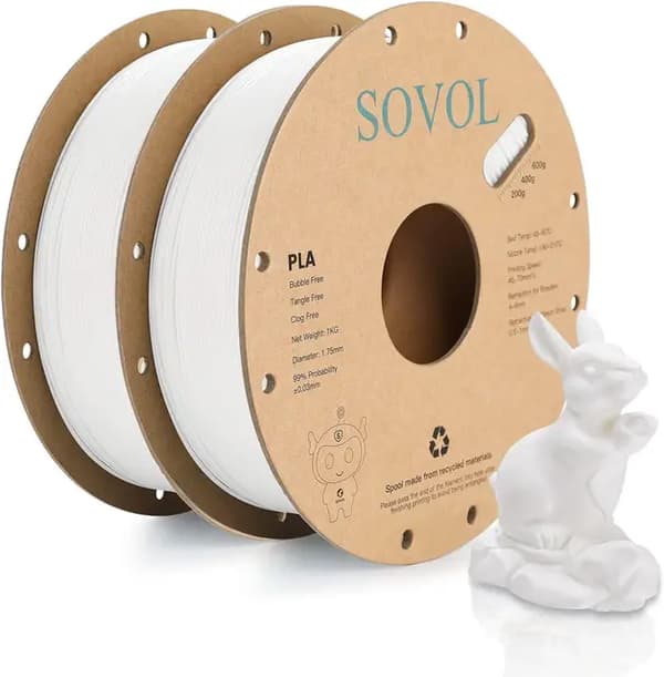 3D-printerfilament, stramhed af ledninger, dimensionel nøjagtighed, 2kg Hvid