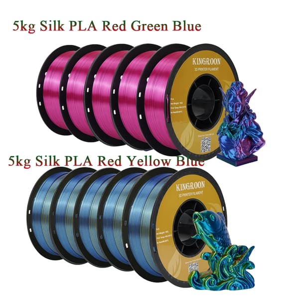 PLA-filament, utan bubblor, 175mm i diameter, 5röd 5blå silkespla