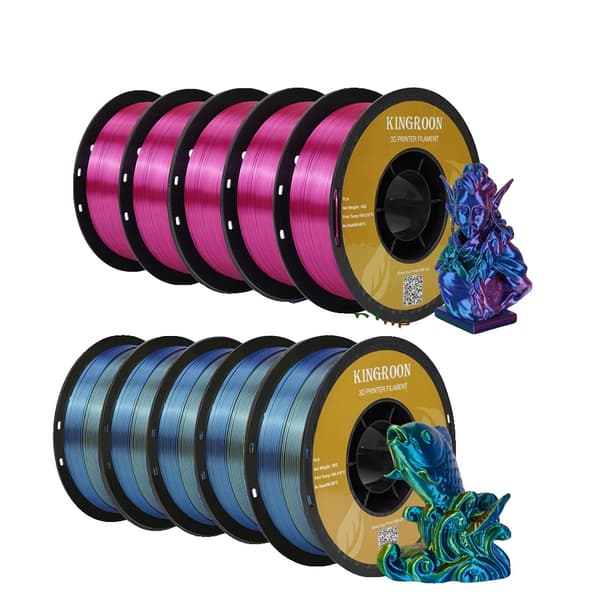 PLA-filament, utan bubblor, 175mm i diameter, 5röd 5blå silkespla