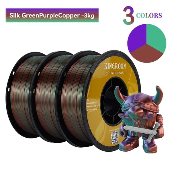 Silk PLA Filament, Tre-Farve, Vakuumforseglet, G-3KG