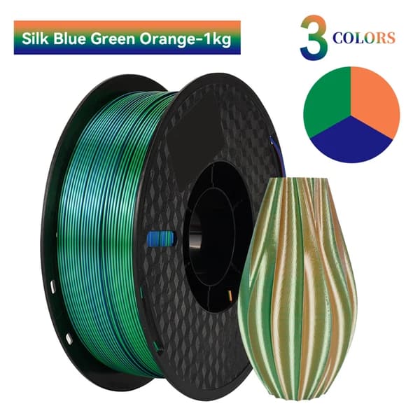 Silk PLA Filament, Tre-Farve, Vakuumforseglet, J-1KG