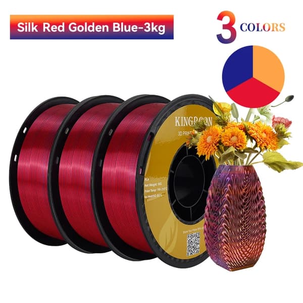 Silk PLA-filament, trefärgat, vakuumförpackat, H-3KG