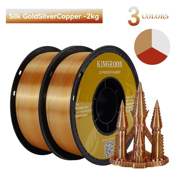 Silk PLA-filament, trefärgat, vakuumförpackat, F-2KG
