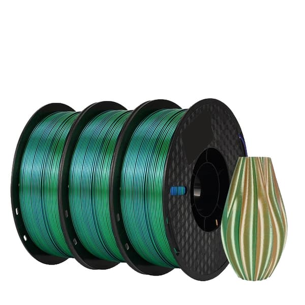 Silk PLA Filament, Tre-Farve, Vakuumforseglet, J-3KG