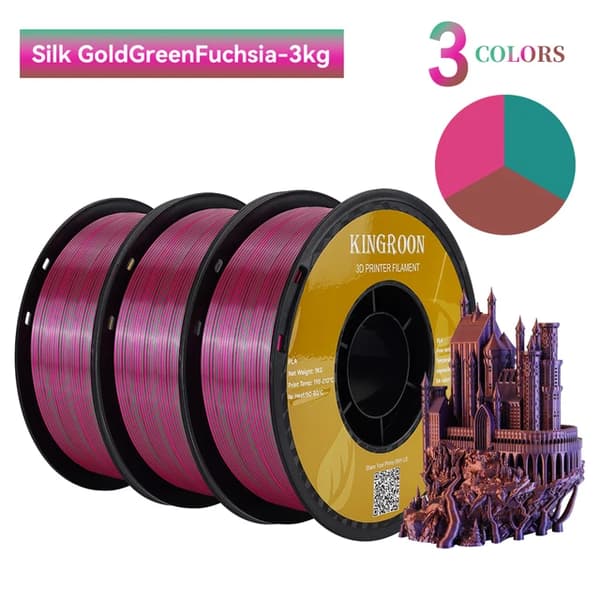 Silk PLA-filament, trefärgat, vakuumförpackat, E-3KG