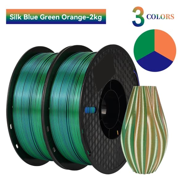 Silk PLA Filament, Tre-Farve, Vakuumforseglet, J-2KG
