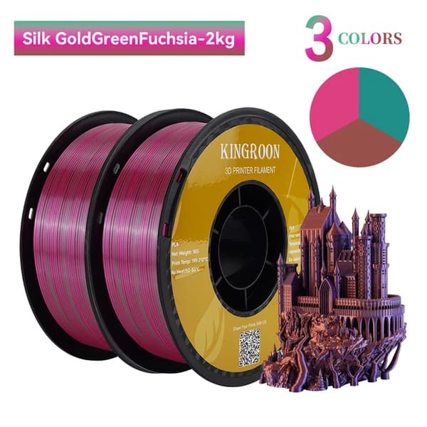 Silk PLA Filament, Tre-Farve, Vakuumforseglet, E-2KG