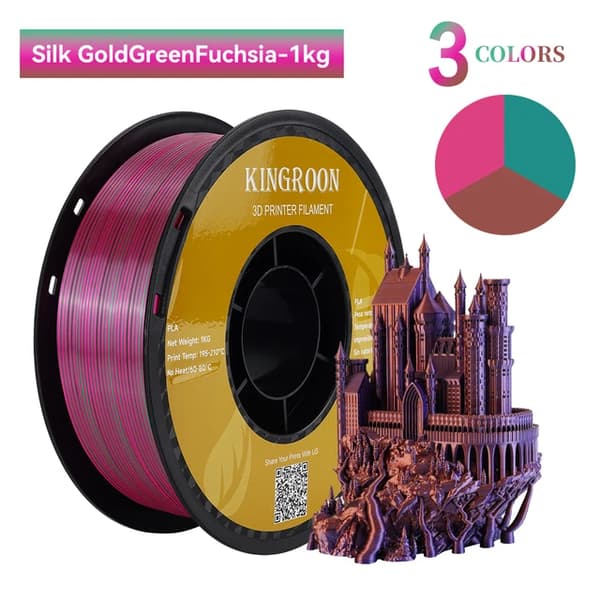 Silk PLA-filament, trefärgat, vakuumförpackat, E-1KG