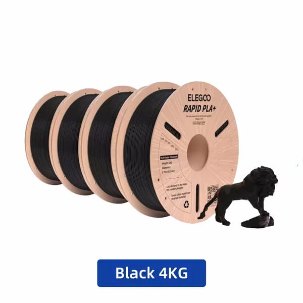 3D-printer filament, sort farve, 1,75 mm diameter, forbedret styrke og sejhed,Sort 4kg