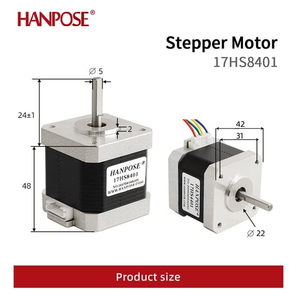 Nema 17 Stegmotor, 1.8A Ström, 5200 Hållmoment, 2 Faser,17HS8401-3PCS