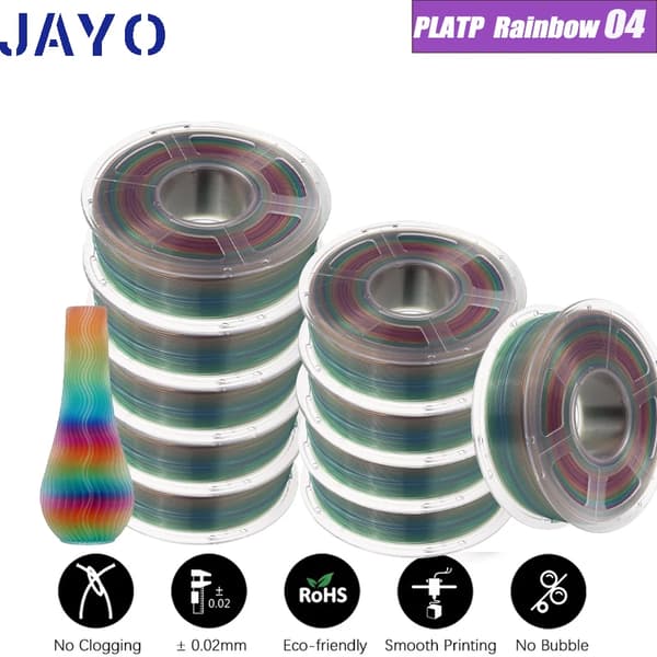 3D-printer filament, 1,75 mm diameter, ingen bobler, miljøvenligt materiale,PLA TP 10Regnbue 04