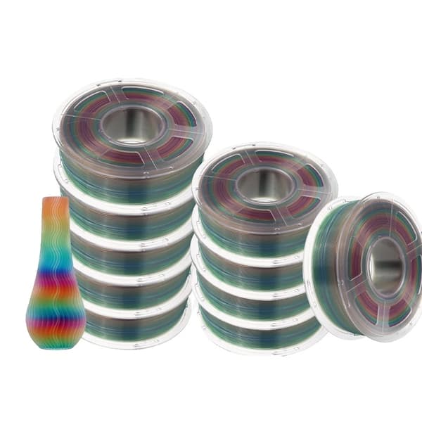 3D-printer filament, 1,75 mm diameter, ingen bobler, miljøvenligt materiale,PLA TP 10Regnbue 04