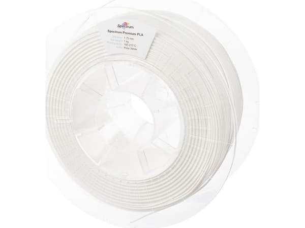Spectrum 3D Filament PLA Premium 175mm Polar Hvit Hvit 1kg