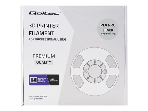 Qoltec Professional - Sølv - 1 kg - boks - PLA Pro-filament (3D)